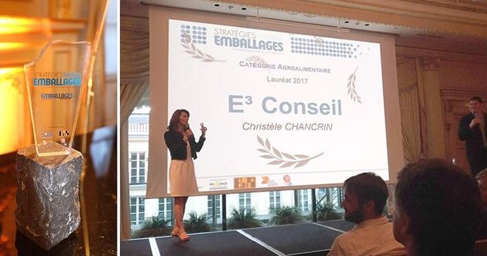 Christèle Chancrin, E3 Conseil, distinguée par le trophée Stratégies Emballages 2017